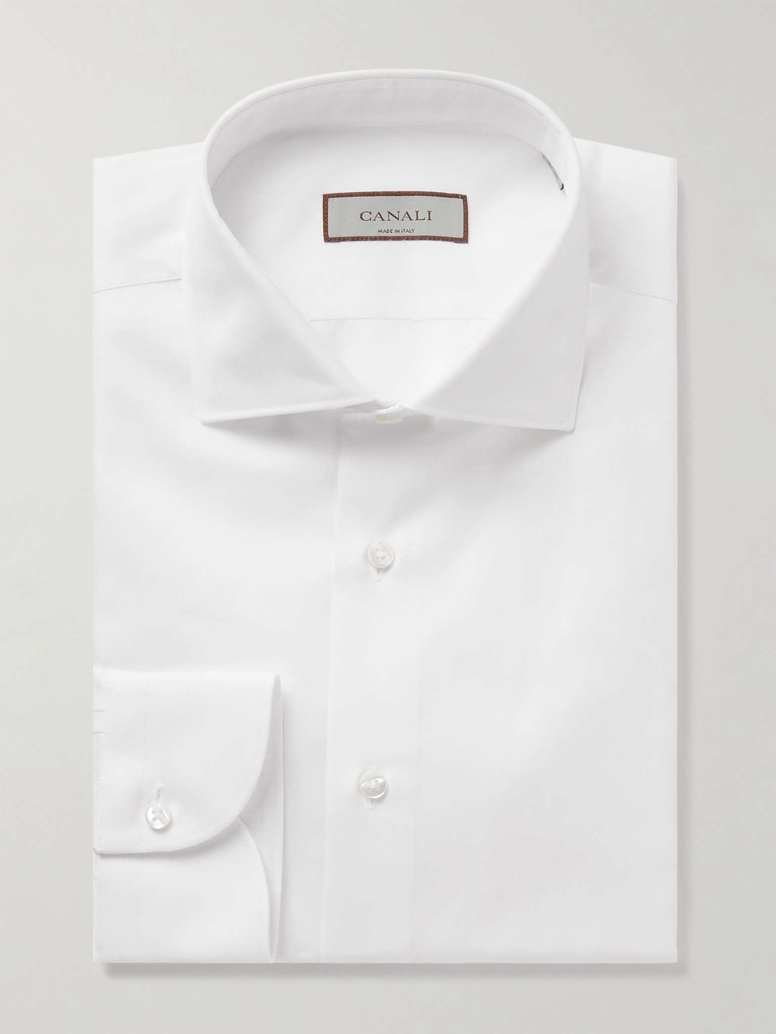 Slim-Fit Cutaway-Collar Cotton-Twill Shirt - 2