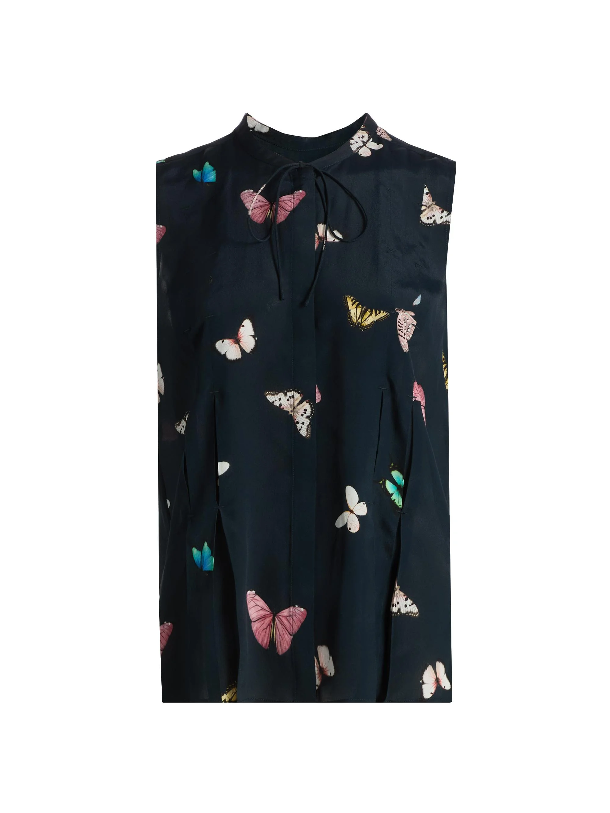 Women's Arden Butterfly-Printed Pleated Sleeveless Blouse - Black Butterfly Multi - 1