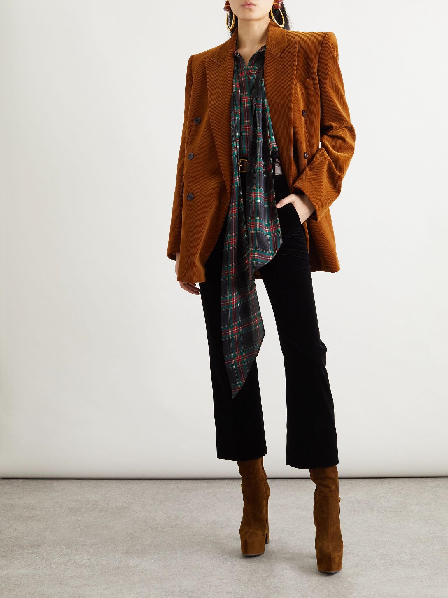 Double-breasted cotton-corduroy blazer Bronze - 2