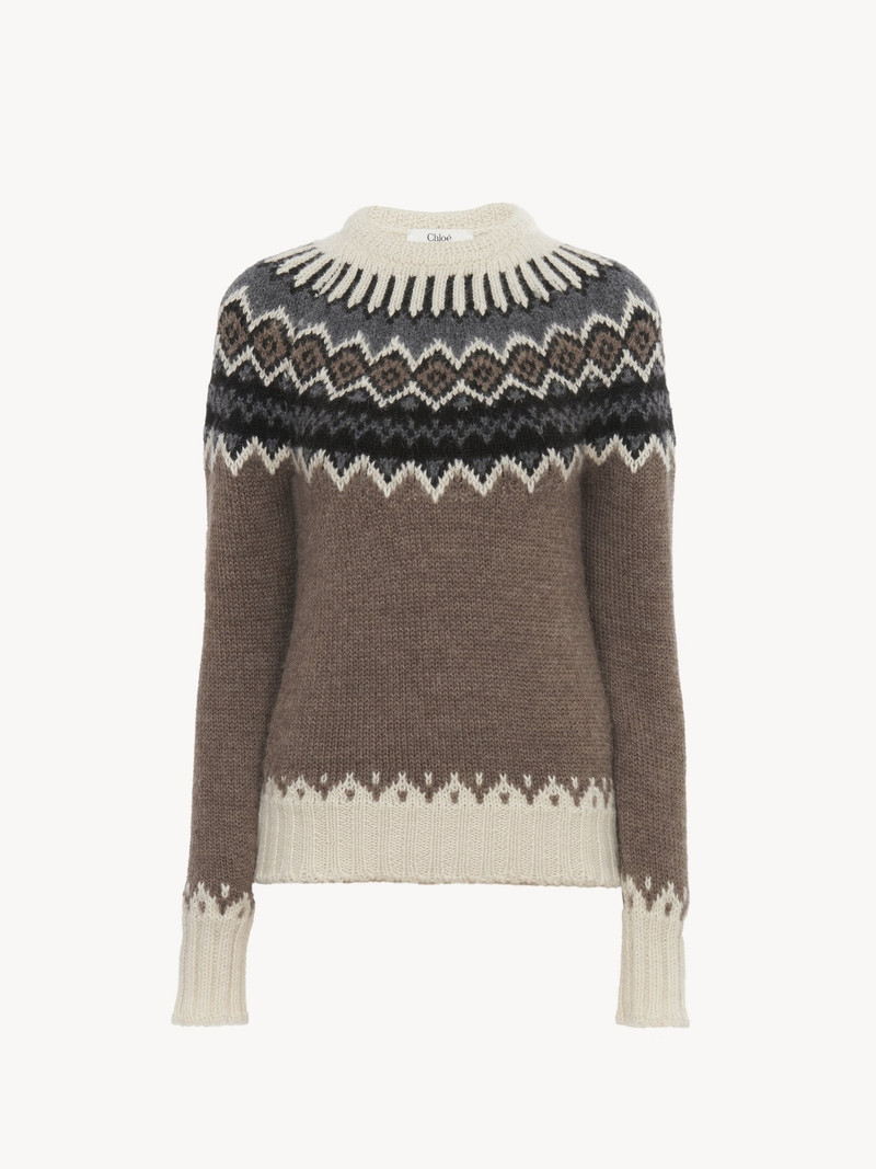 Chloé MOCK-NECK FITTED SWEATER IN FAIR ISLE WOOL KNIT outlook