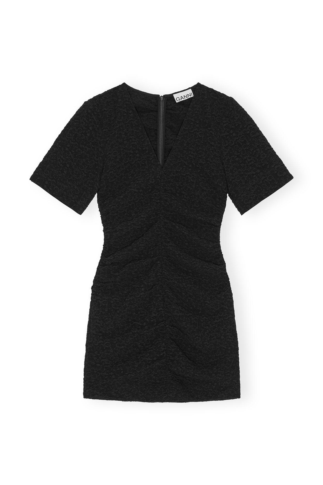 BLACK TEXTURED SUITING MINI DRESS - 10