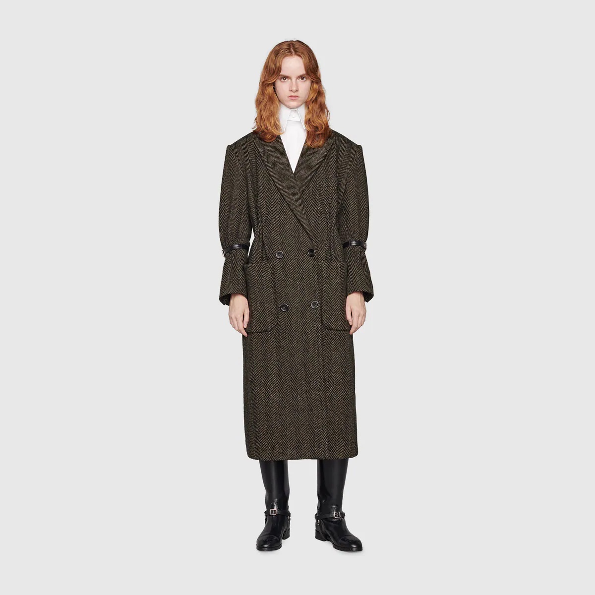 Herringbone wool coat - 3