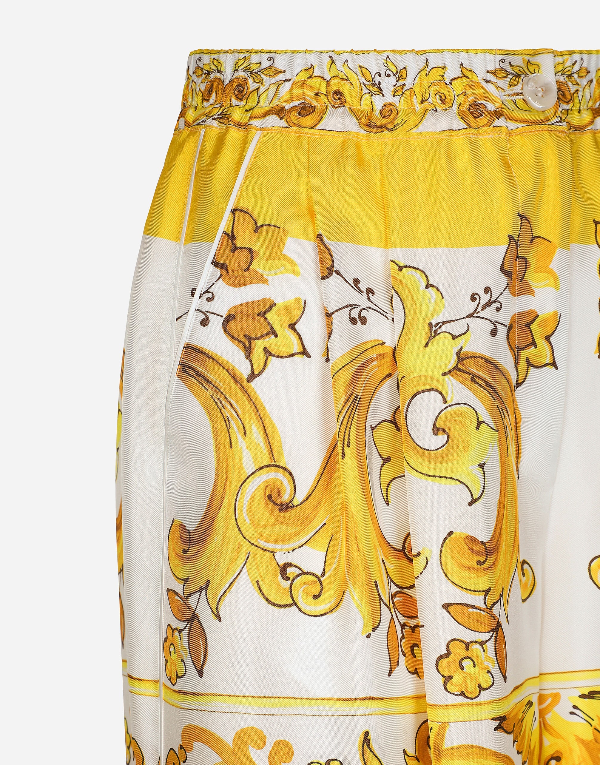 Majolica-print silk twill pants with elasticated waistband - 6
