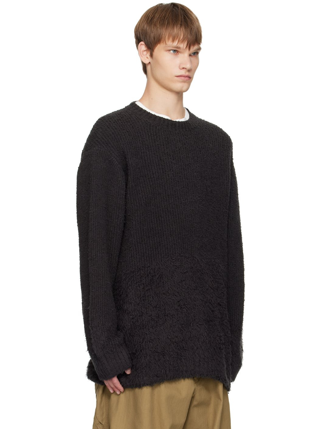 Gray Gradation Round Neck Sweater - 2