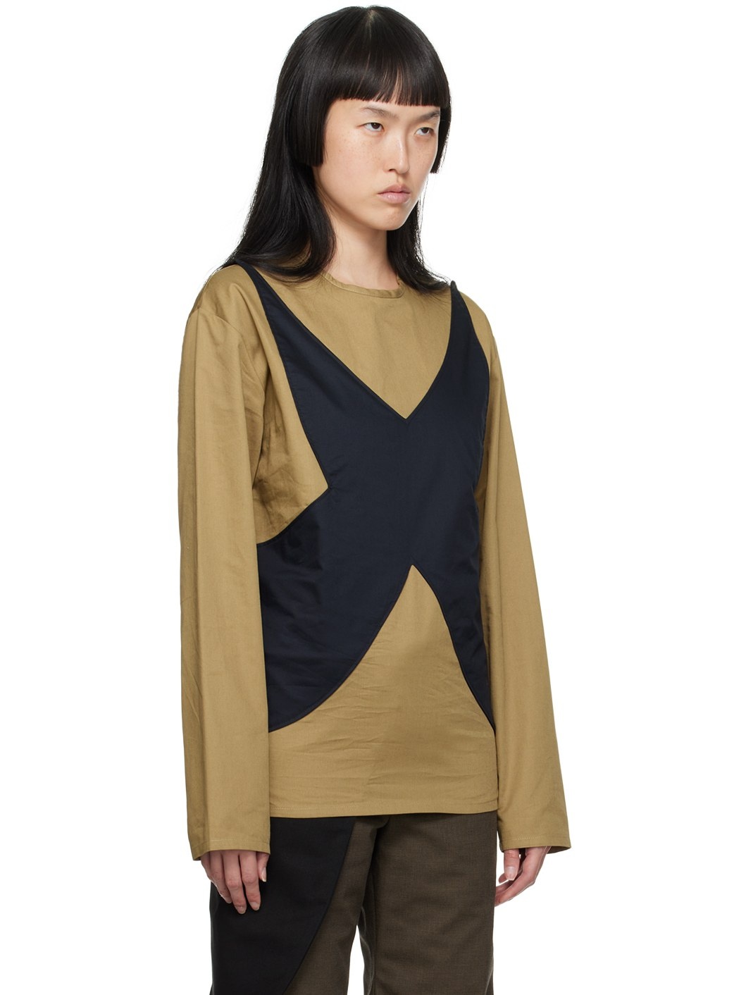 Beige & Black Baby Long Sleeve T-Shirt - 2