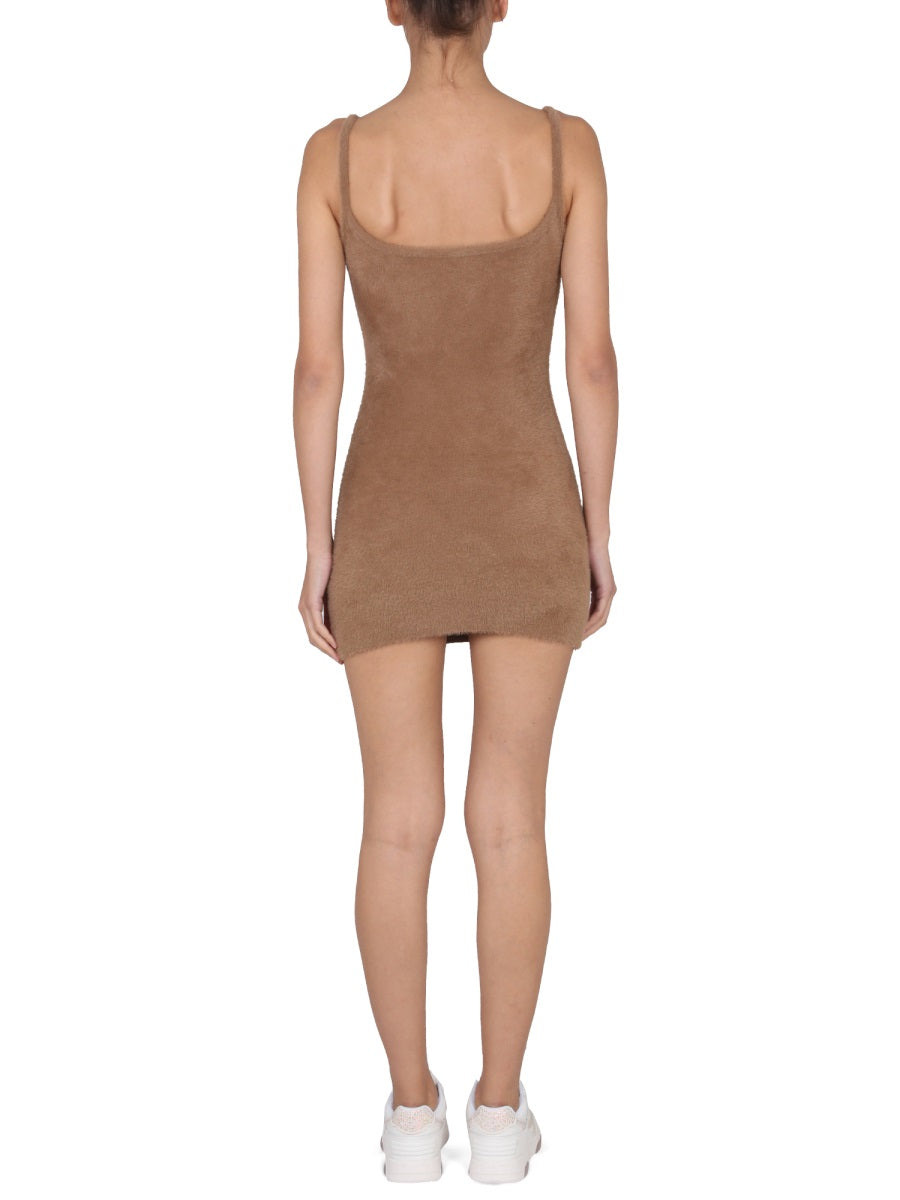 Off-White Women Fuzzy Dress With Logo - 3