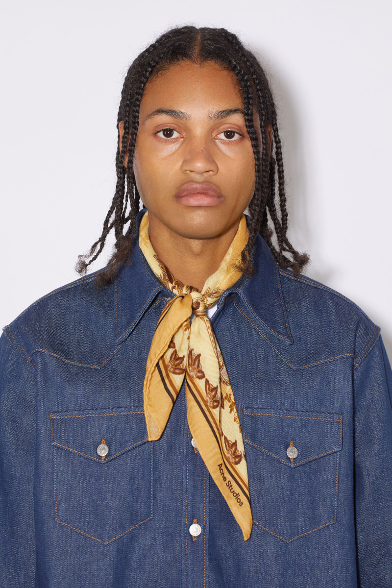 Printed cashmere scarf - Honey yellow 3