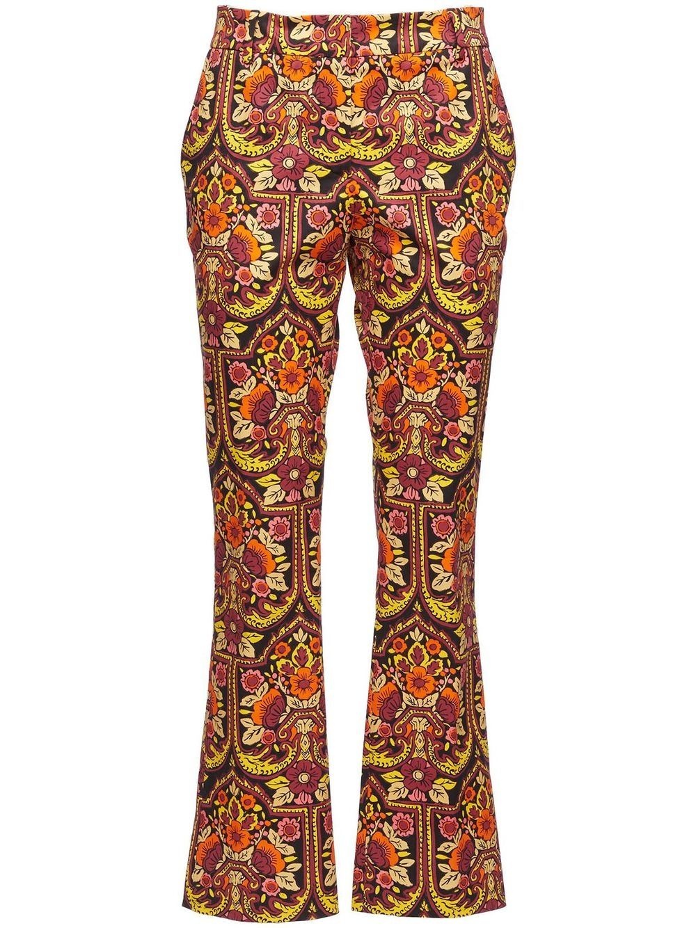 floral-pattern flared trousers - 1