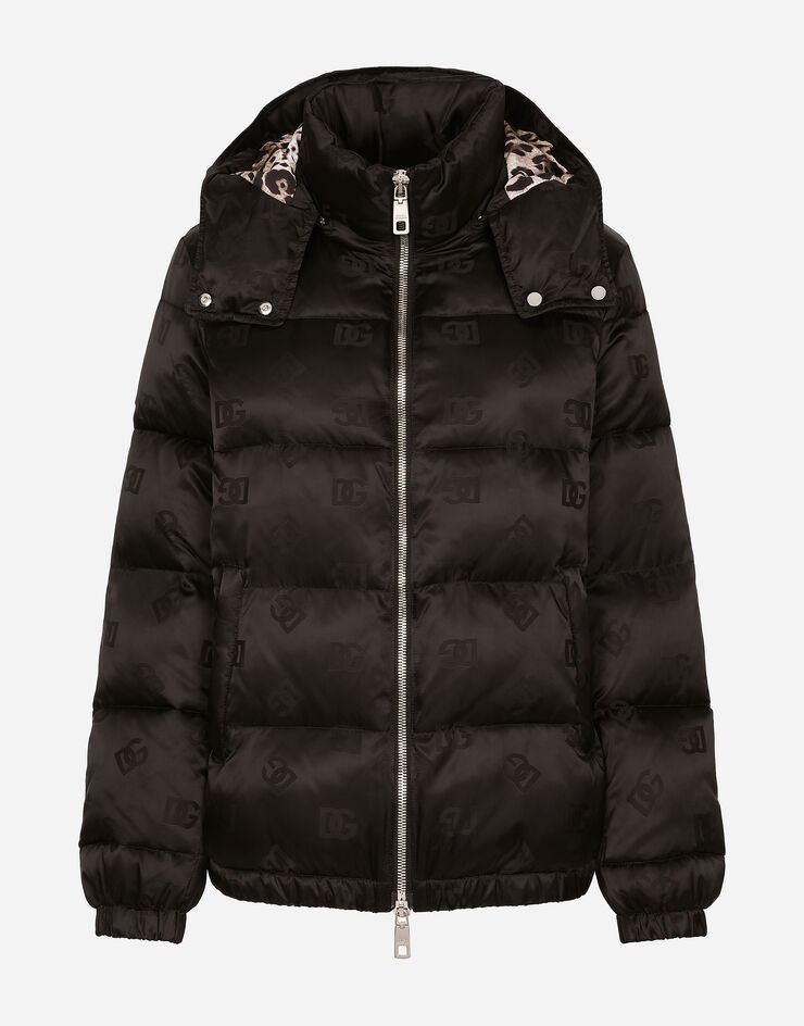 Satin jacquard down jacket with all-over DG logo - 1