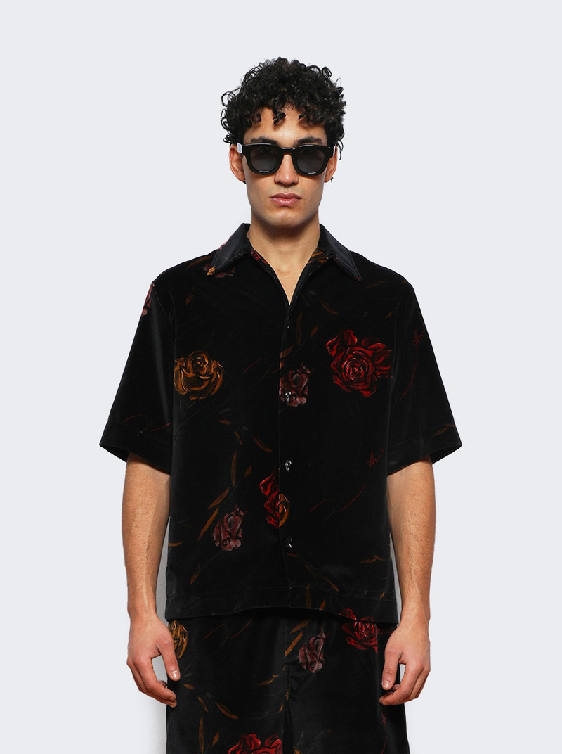 AMIRI Floral Velvet Camp Shirt Black outlook