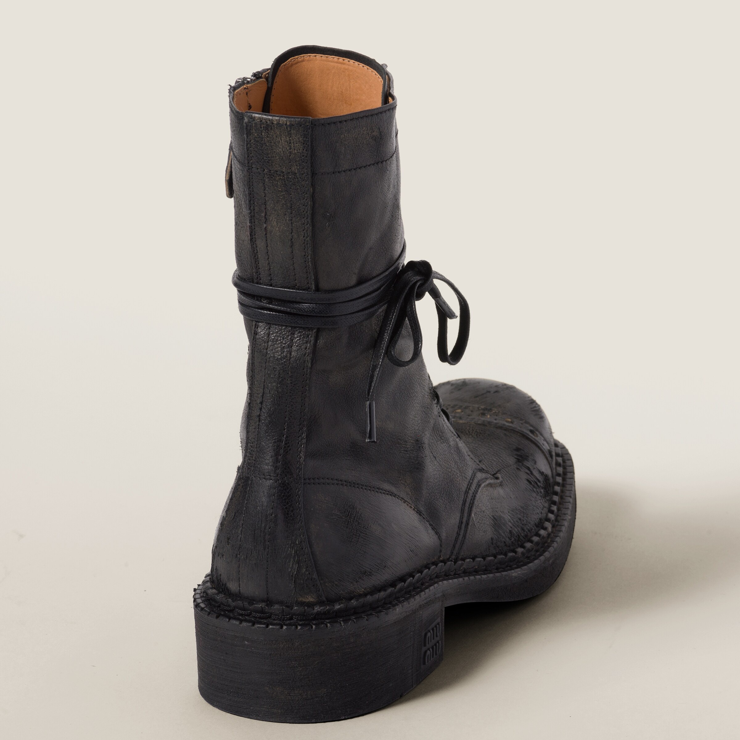 Leather laced booties - 3