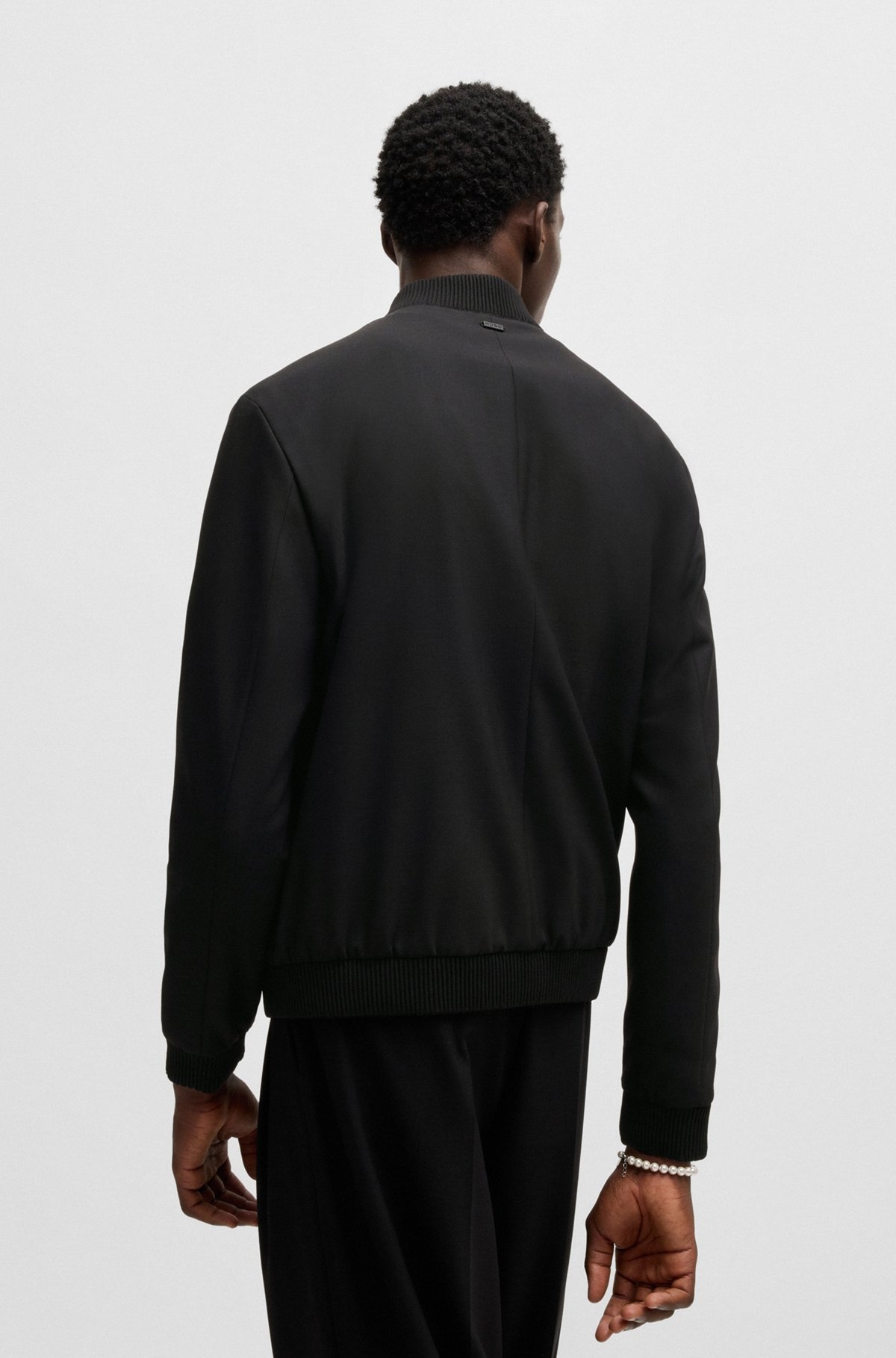 SLIM-FIT JACKET IN STRUCTURED WOOL - 4