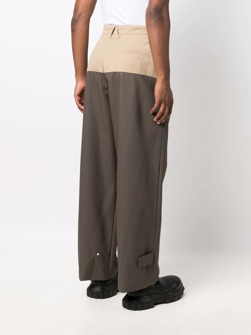 two-tone side-leg trousers - 4