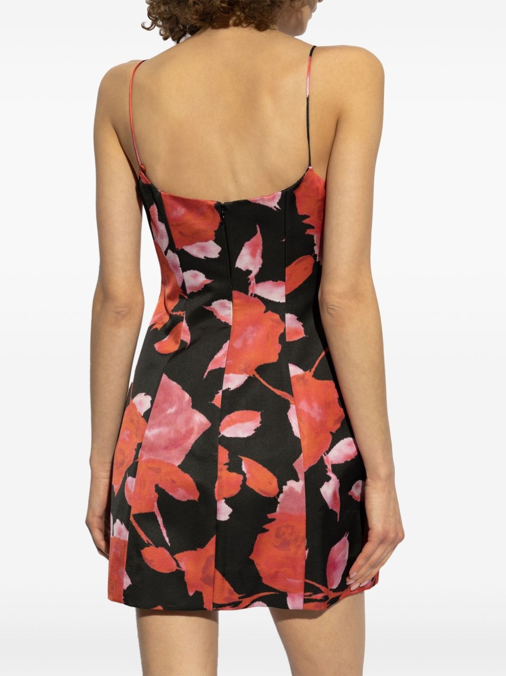 printed satin mini dress - 4