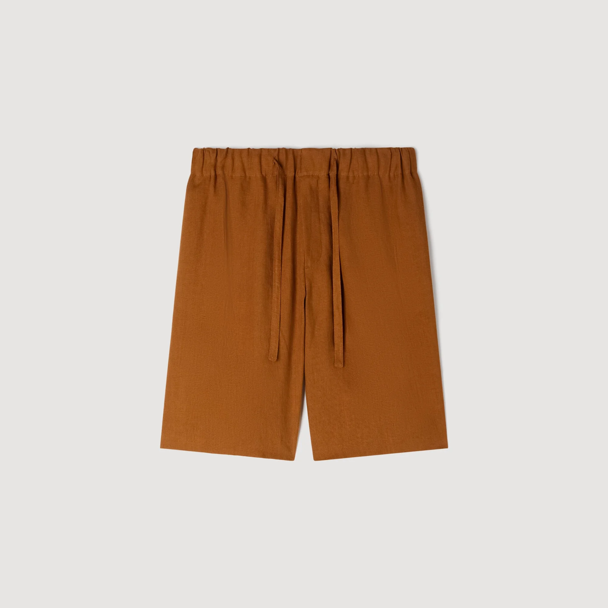 ELASTIC WAIST LINEN SHORTS - 1