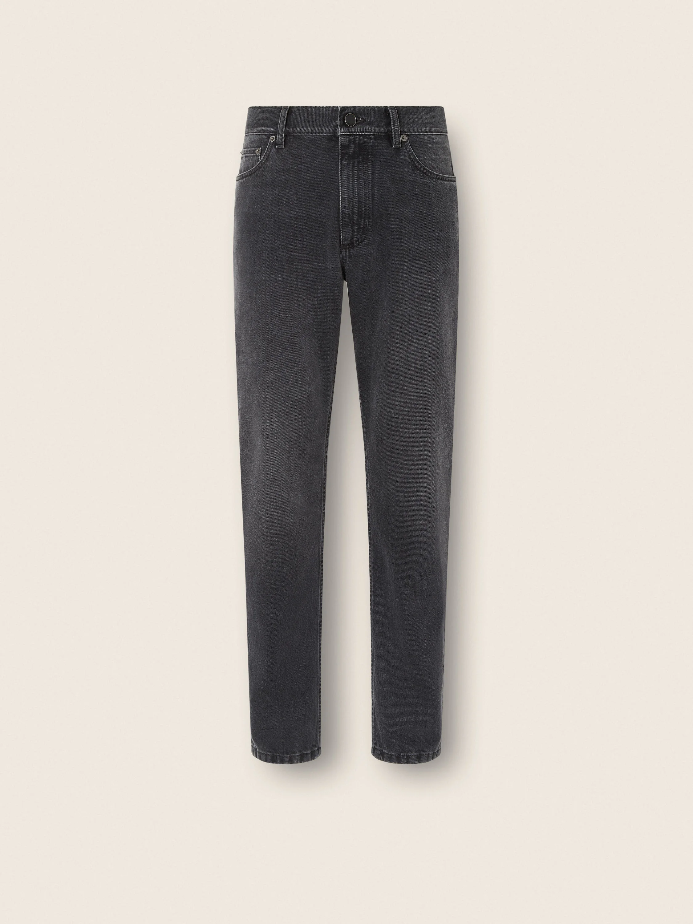 BLACK STONE-WASHED COTTON ROCCIA JEANS - 1