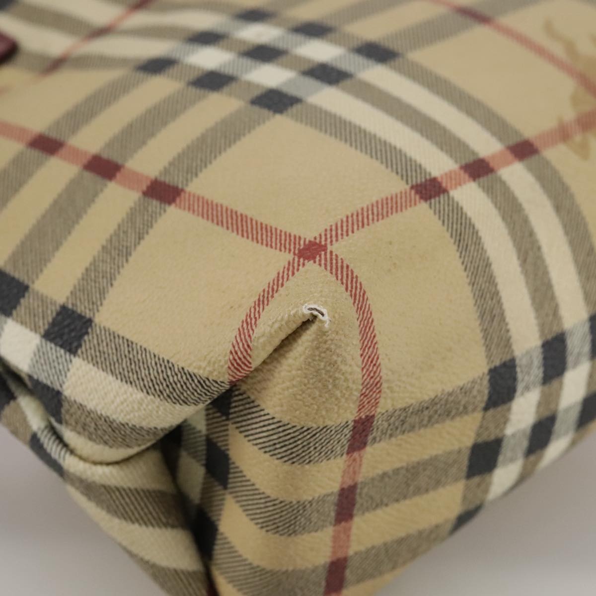 Burberry Nova Check Hand Bag Pvc Leather Beige - 9