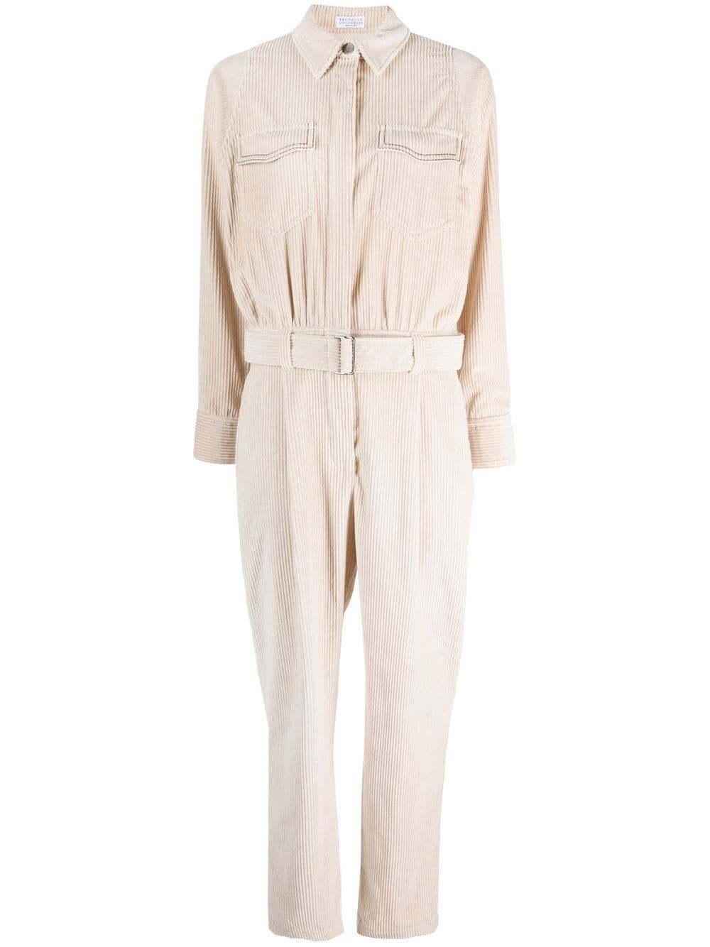 belted corduroy jumpsuit - 1