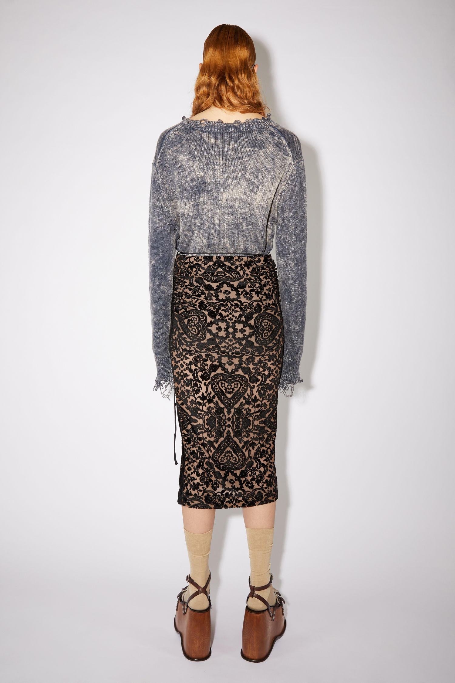 Jacquard skirt - Black/mink brown - 3