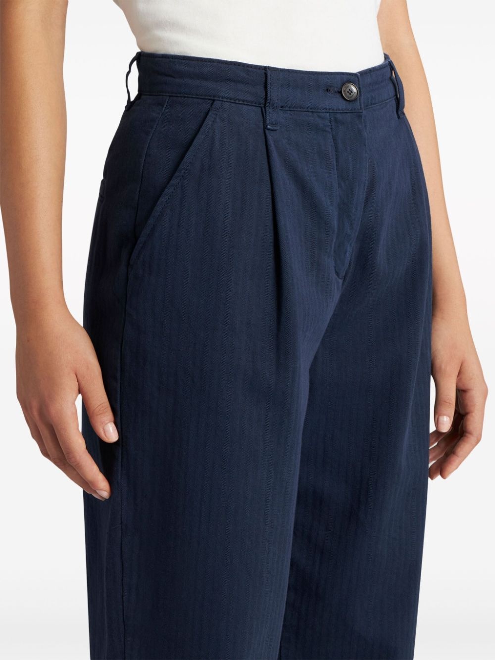 cropped herringbone-pattern cotton chinos - 5