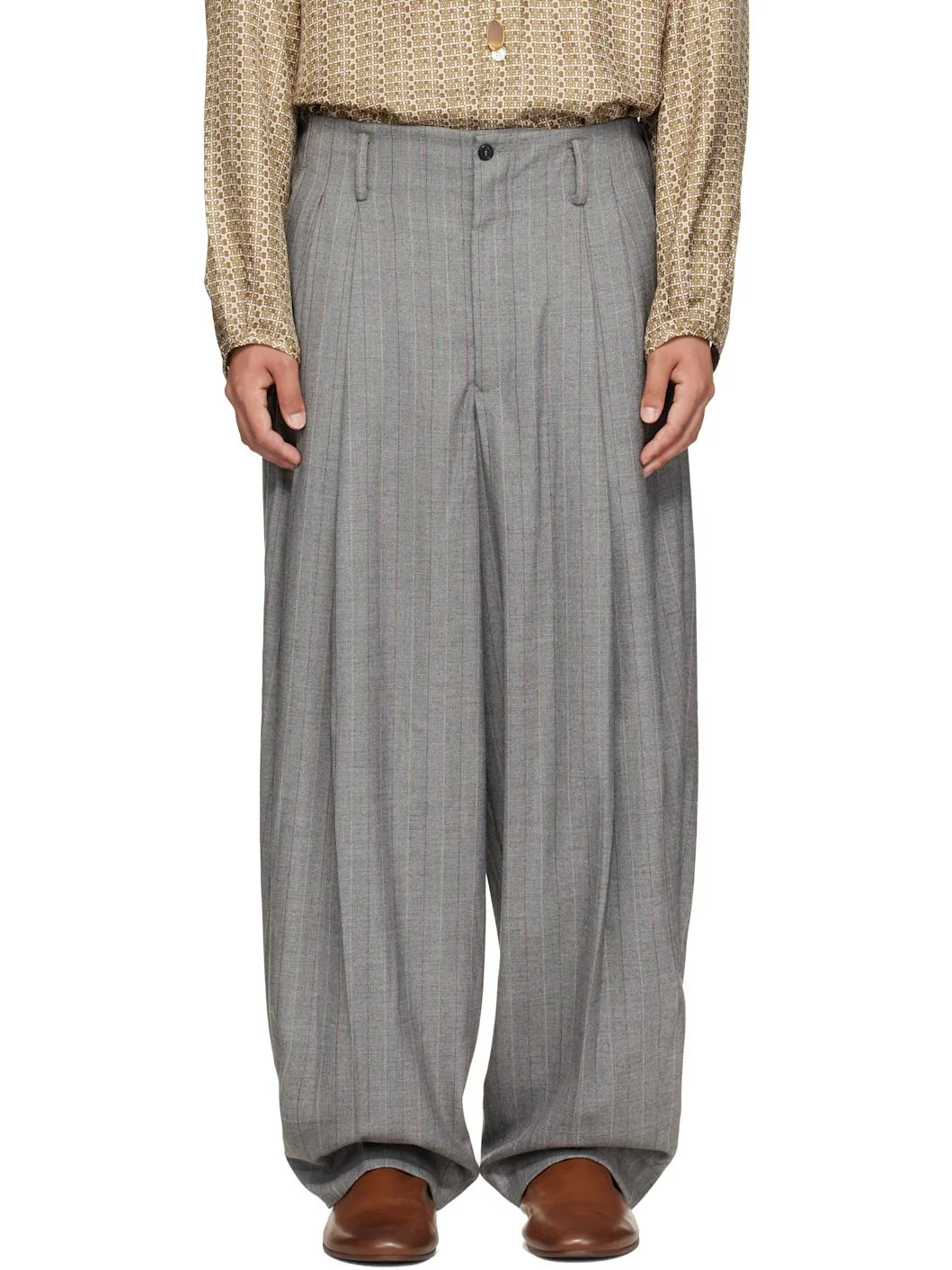 Gray Striped Trousers - 1