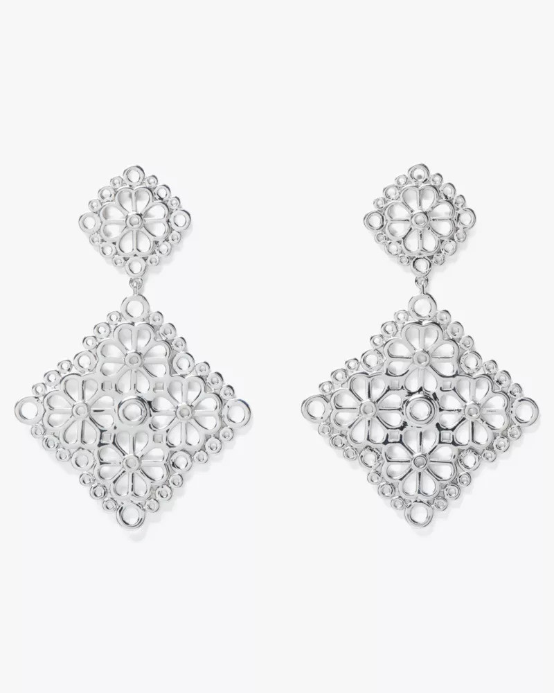 Spade Flower Lace Drop Earrings 1