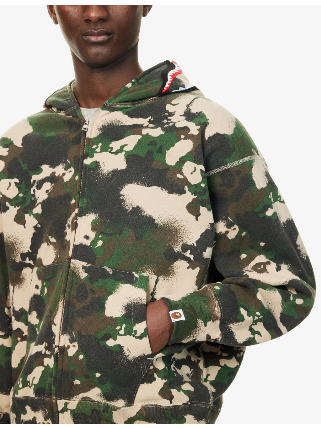 Camouflage Two-Slip-Pockets Relaxed-Fit Cotton-Jersey Hoody - 5