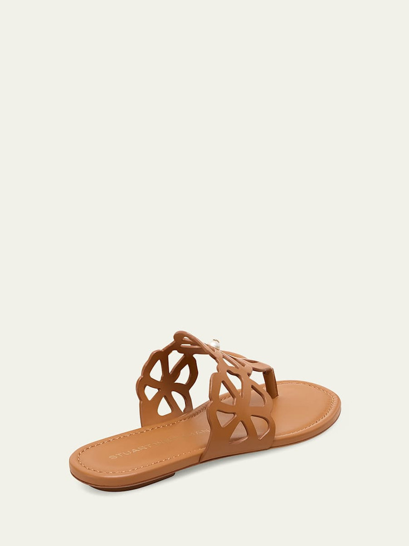 Stuart Weitzman Jasmine Leather Cutout Thong Sandals outlook