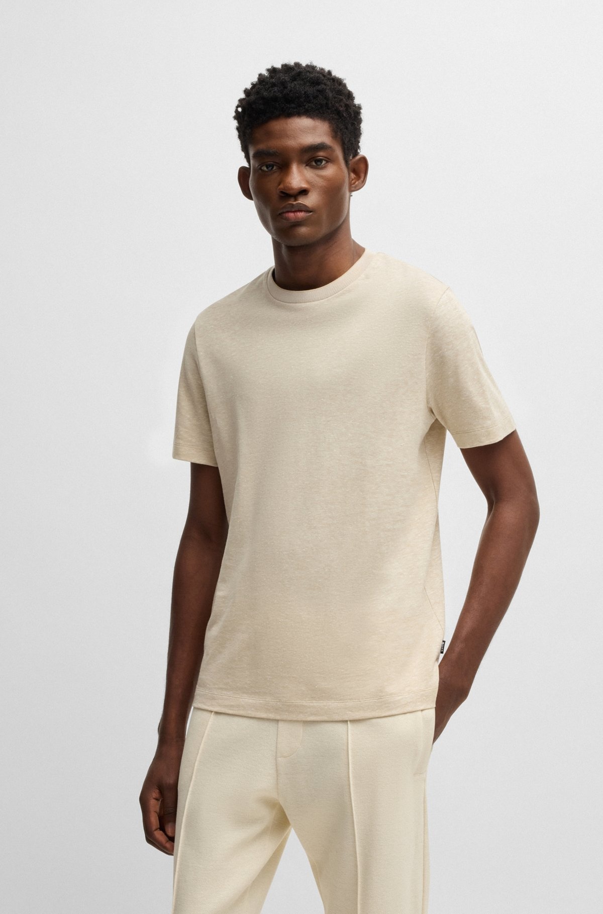 REGULAR-FIT T-SHIRT IN COTTON AND LINEN - 2