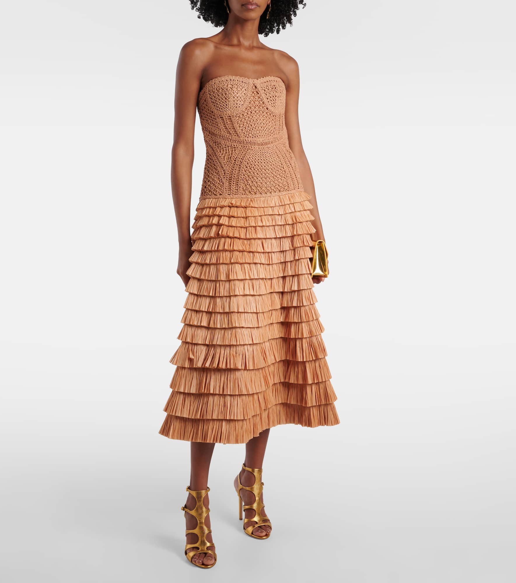 Santana raffia-blend bustier dress - 2