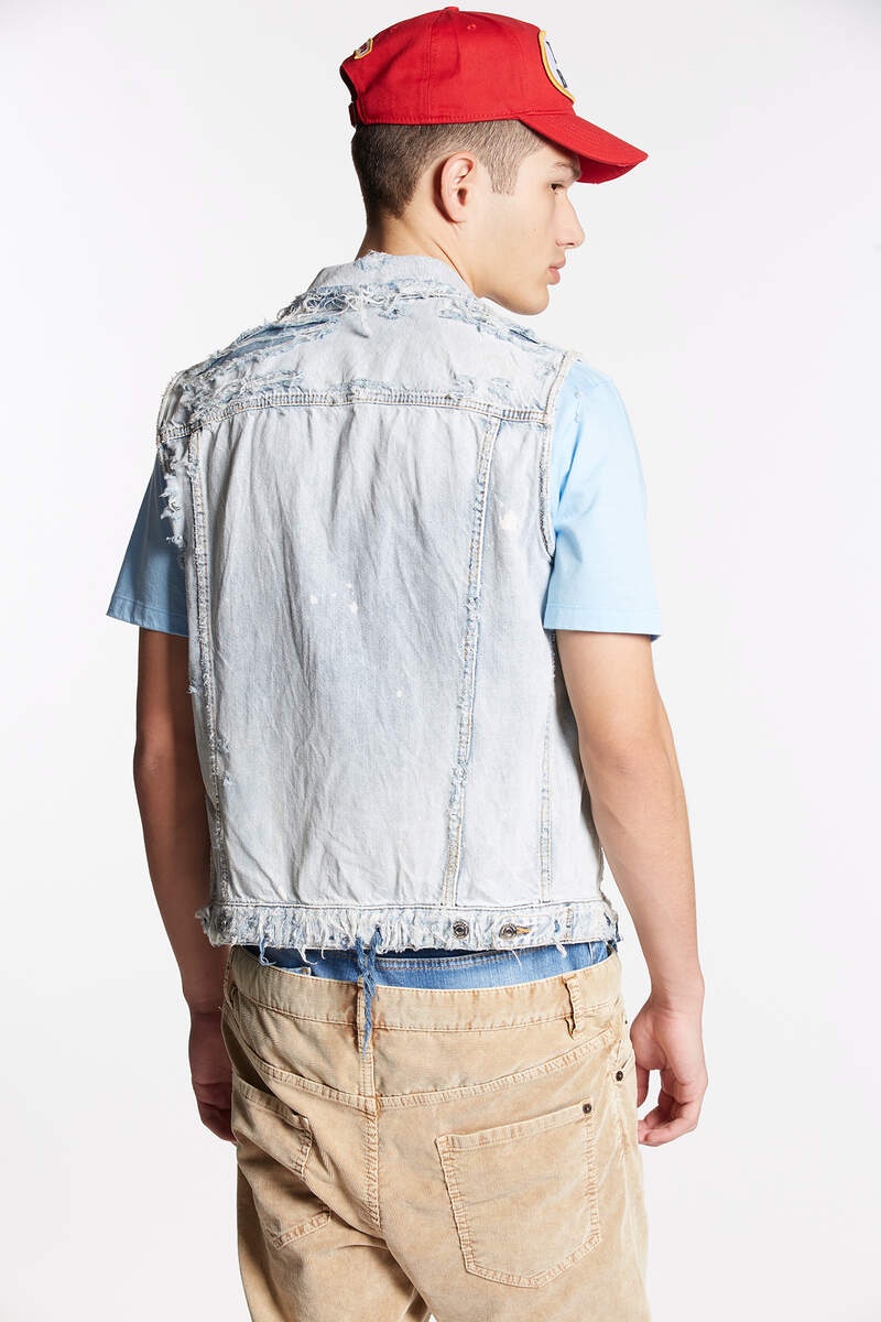 VINTAGE DESTROYED WASH CLASSIC JEAN VEST - 2