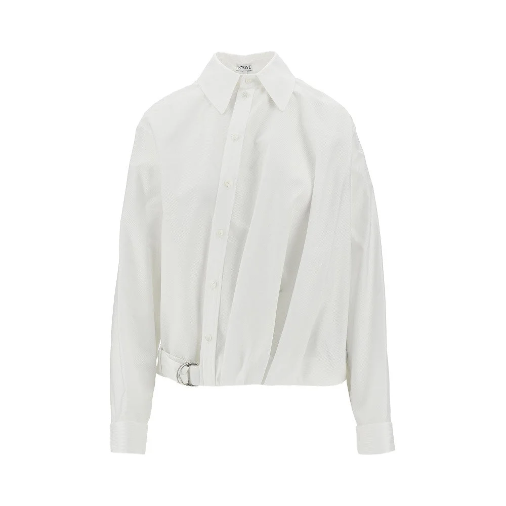 TEXTURED COTTON DRAPED SHIRT - 1