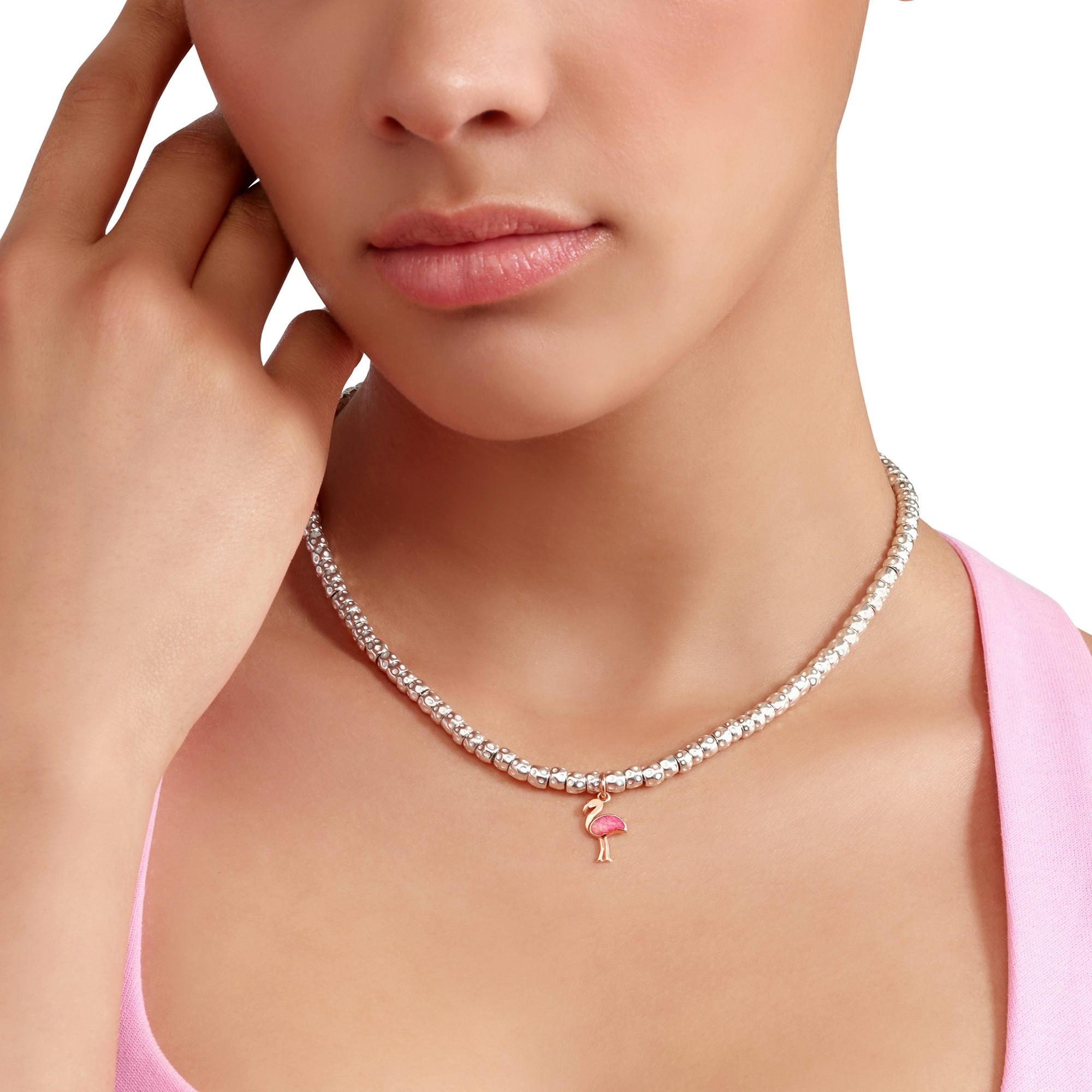 ROSE GOLD & ENAMEL FLAMINGO CHARM - 3