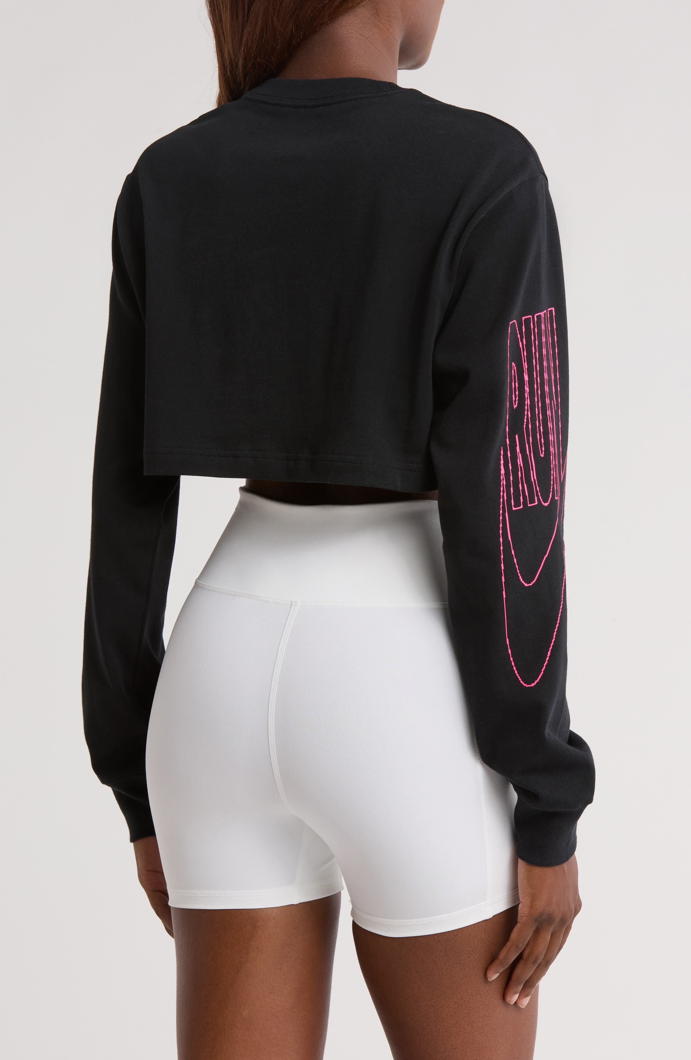 Nike After Dark Tour Oversized Long-Sleeve Crop Graphic T-Shirt in Black at Nordstrom - 2