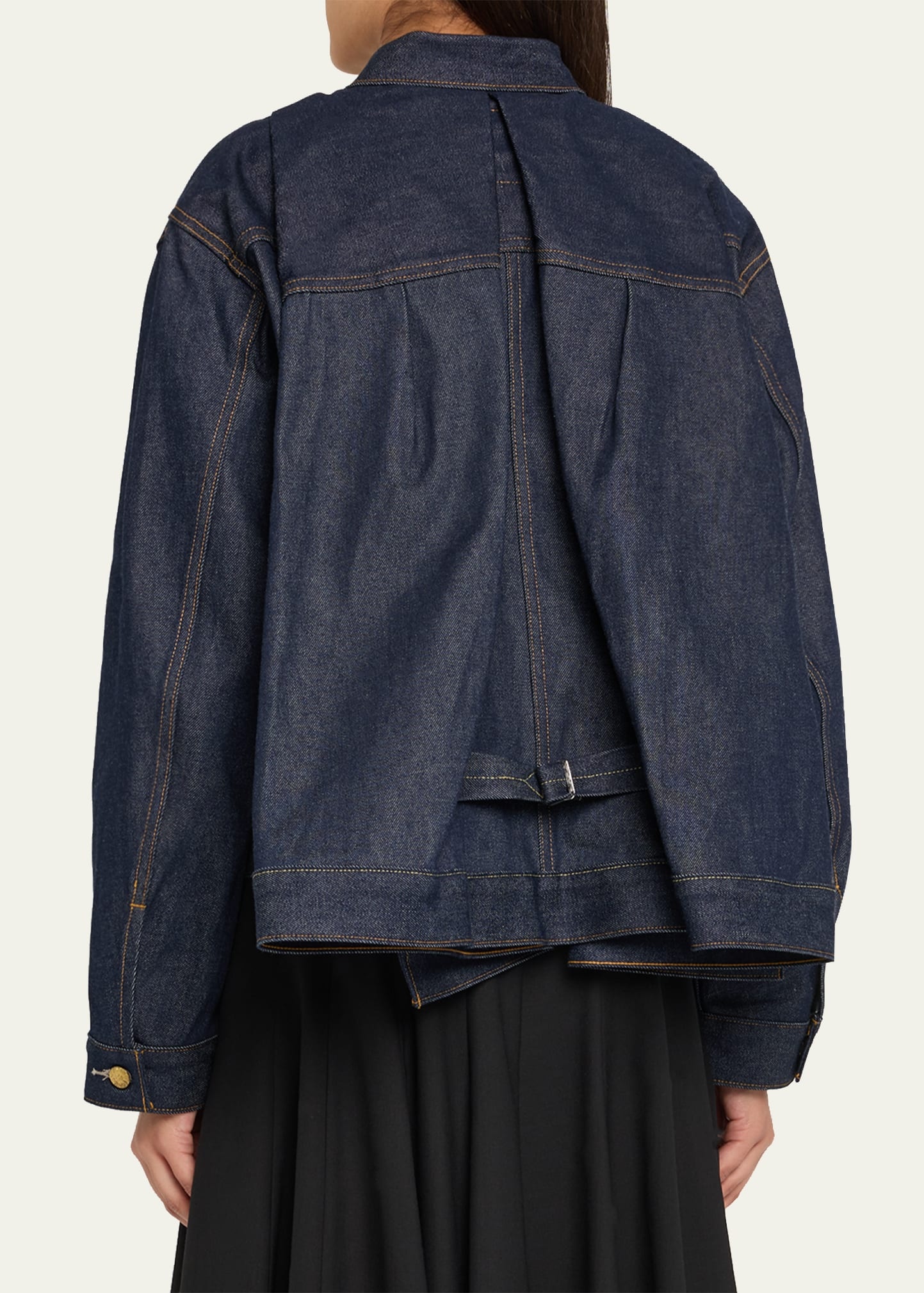 Denim Peplum Trucker Jacket - 3