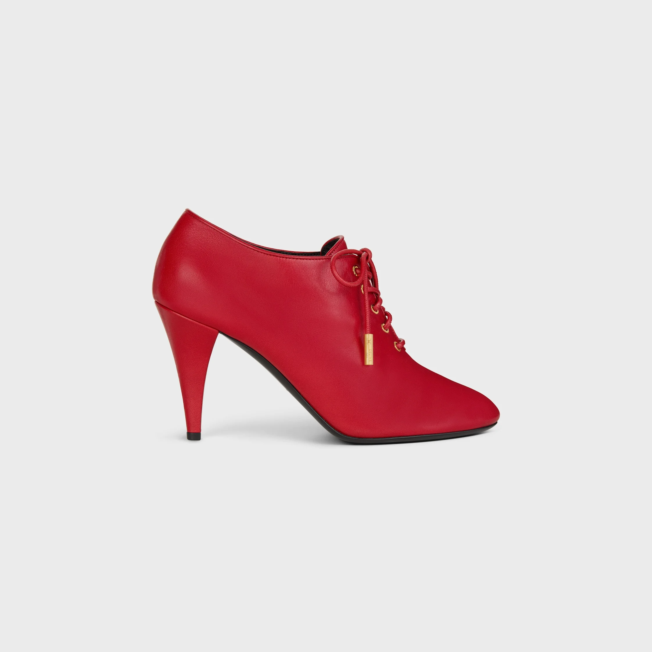SOFT OXFORD LACE-UP HEELED BALLERINA IN calfskin - vegetal tanning - 1