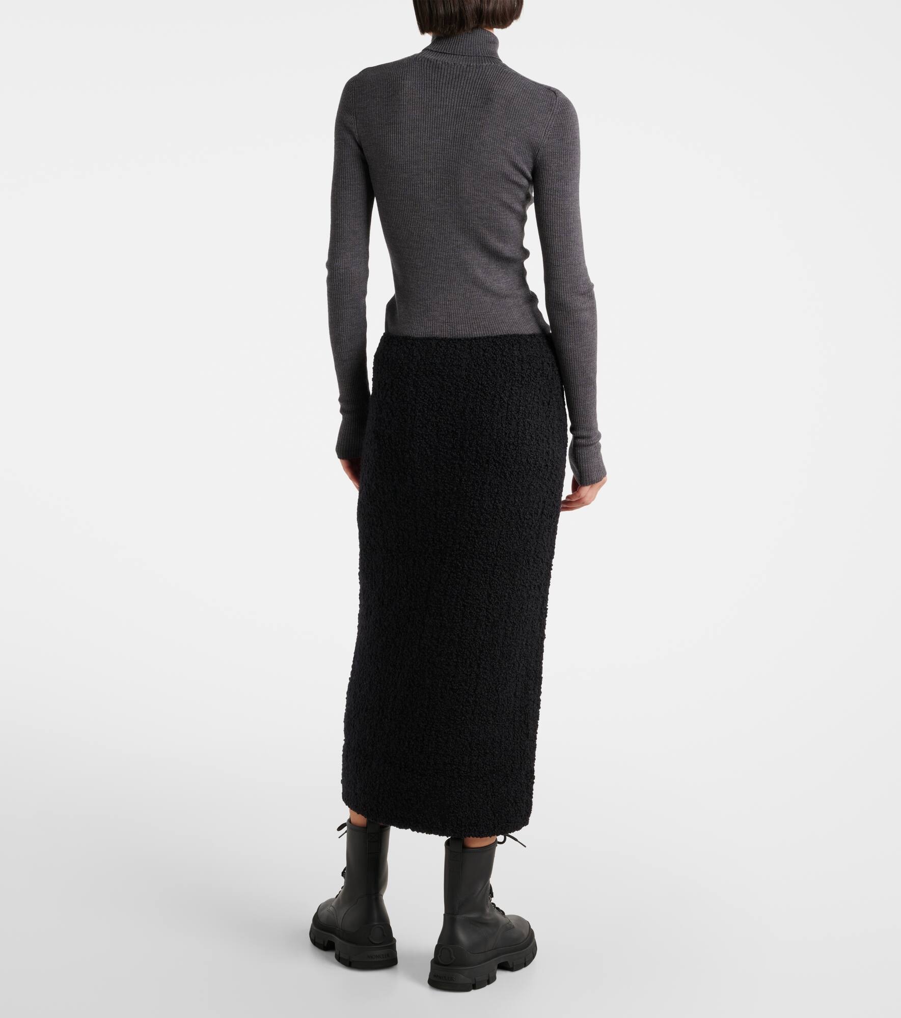 Wool-blend bouclé midi skirt - 3