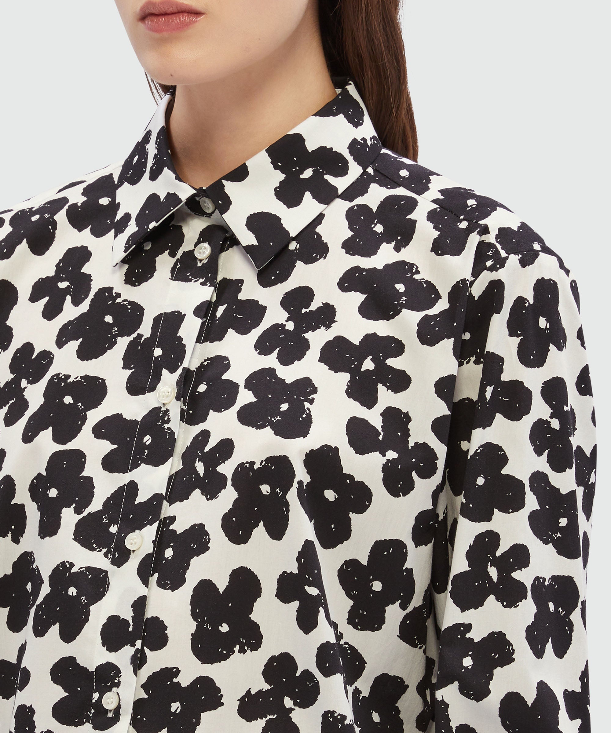 White poplin shirt with MSGM "Puffy flowers" print - 5