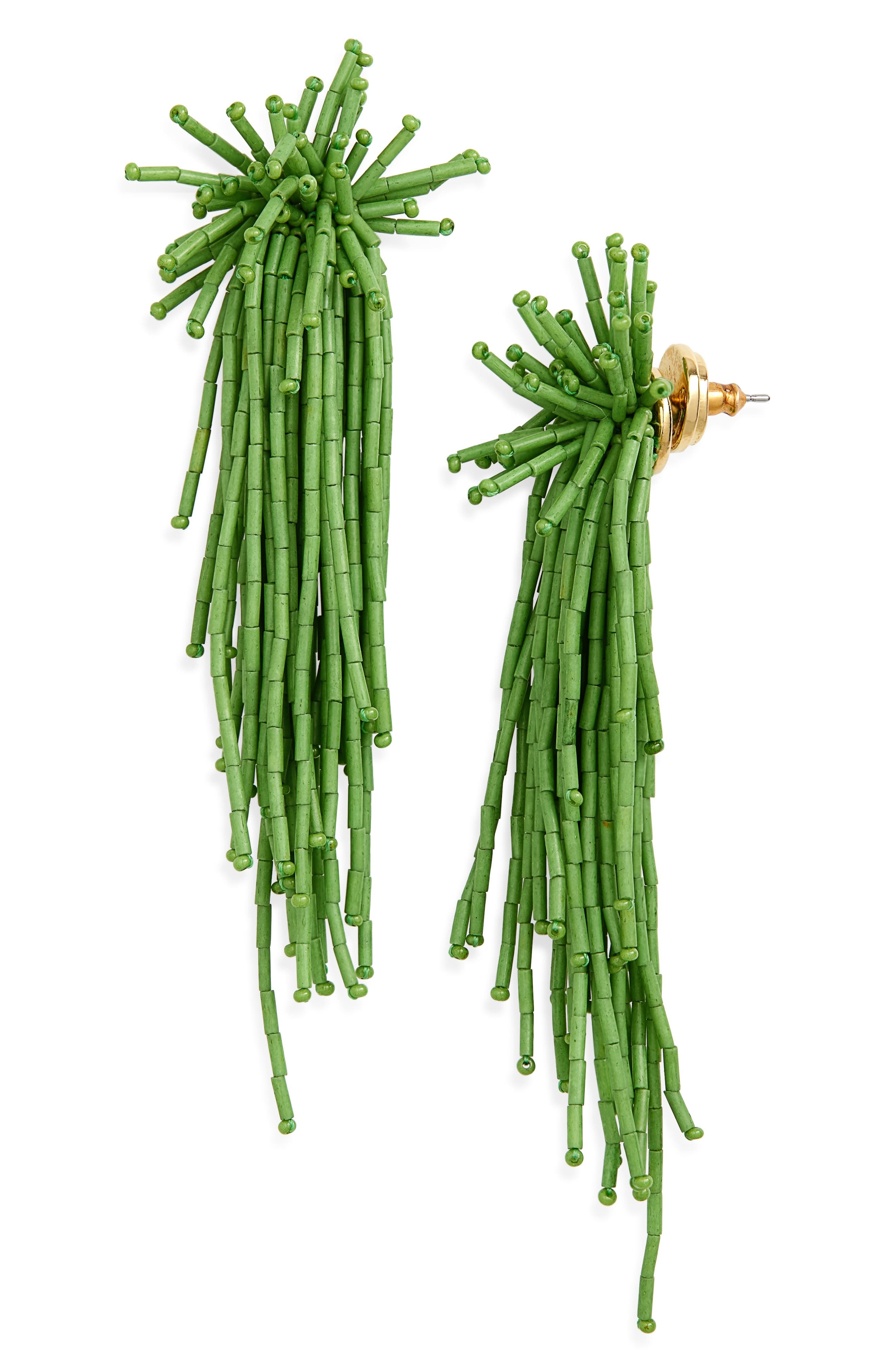 Oscar de la Renta Firework Beaded Tassel Earrings in Fern at Nordstrom - 1