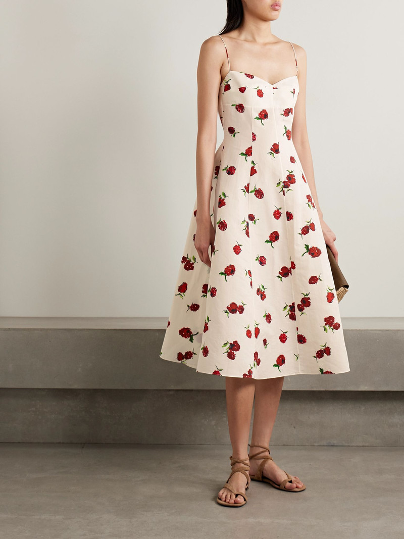 KHAITE Isabella printed cotton-poplin midi dress Ecru outlook