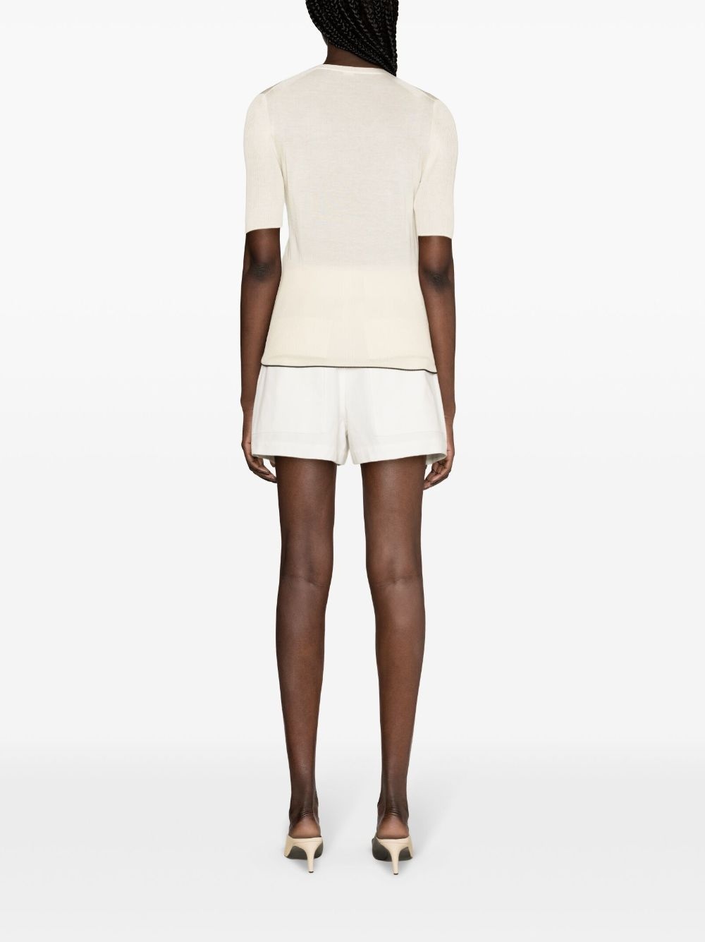 contrasting-trim fine-knit jumper - 4