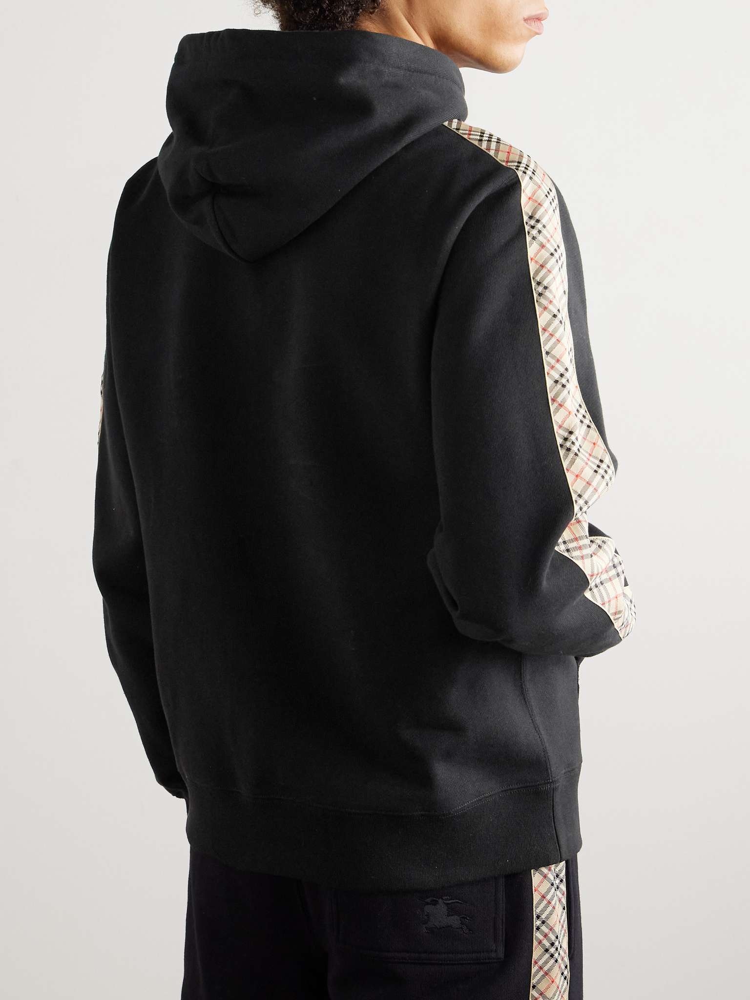Checked Logo-Embroidered Cotton-Jersey Hoodie - 3