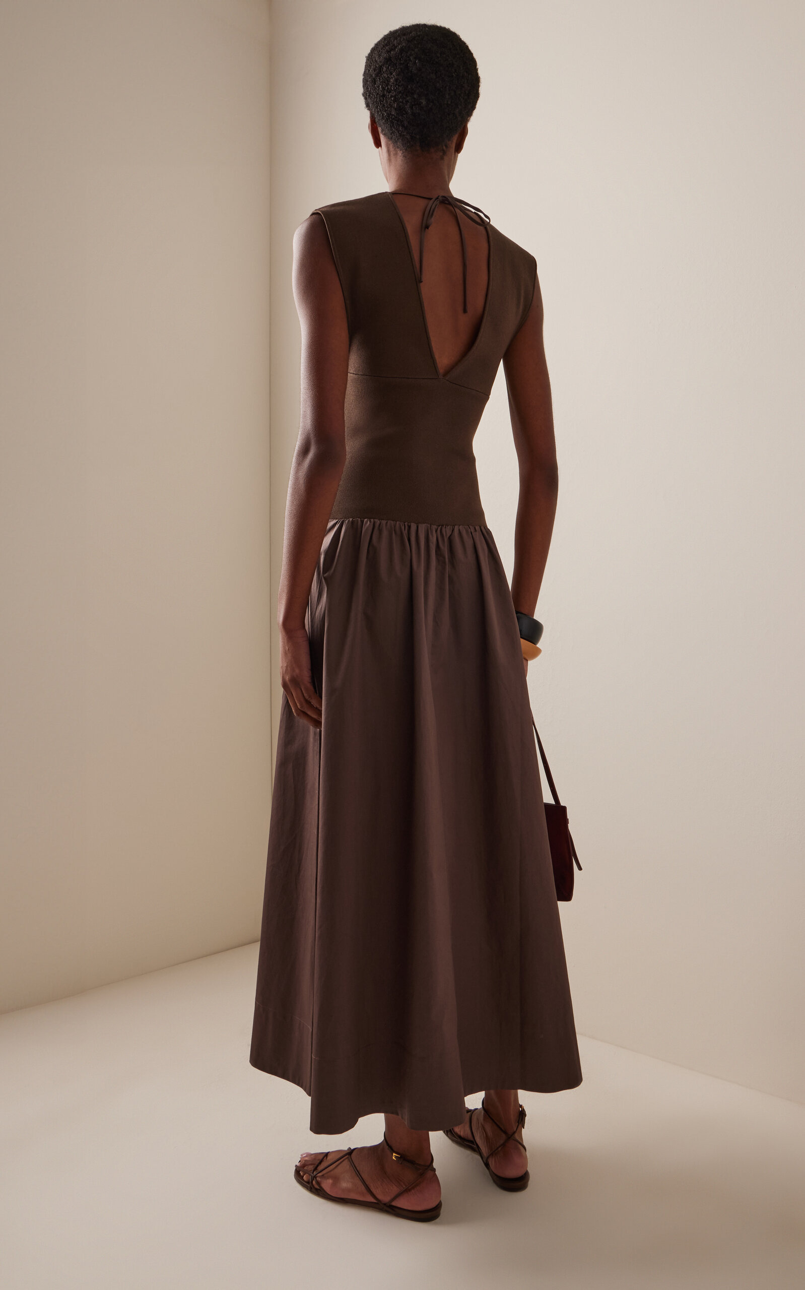 Exclusive Knit and Cotton Maxi Circle Dress brown - 4