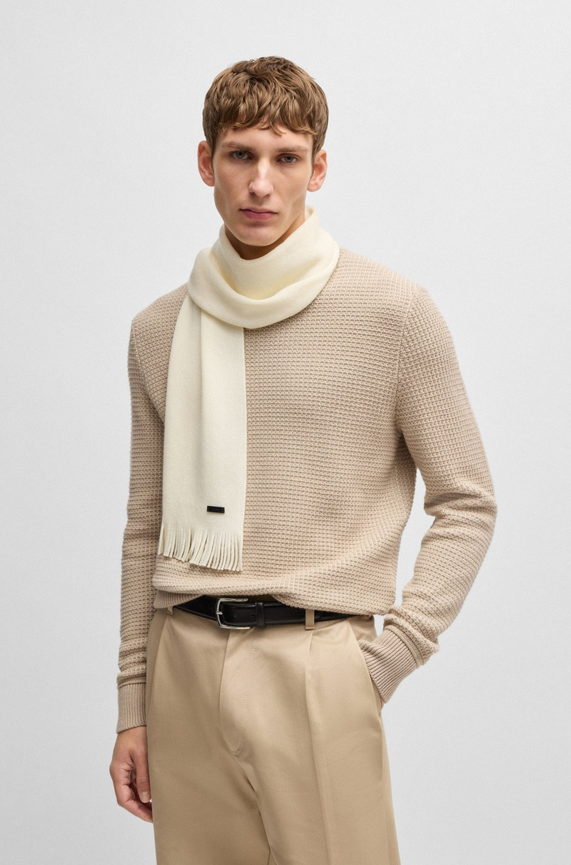 BOSS RASCHEL-KNIT SCARF IN MERINO WOOL outlook