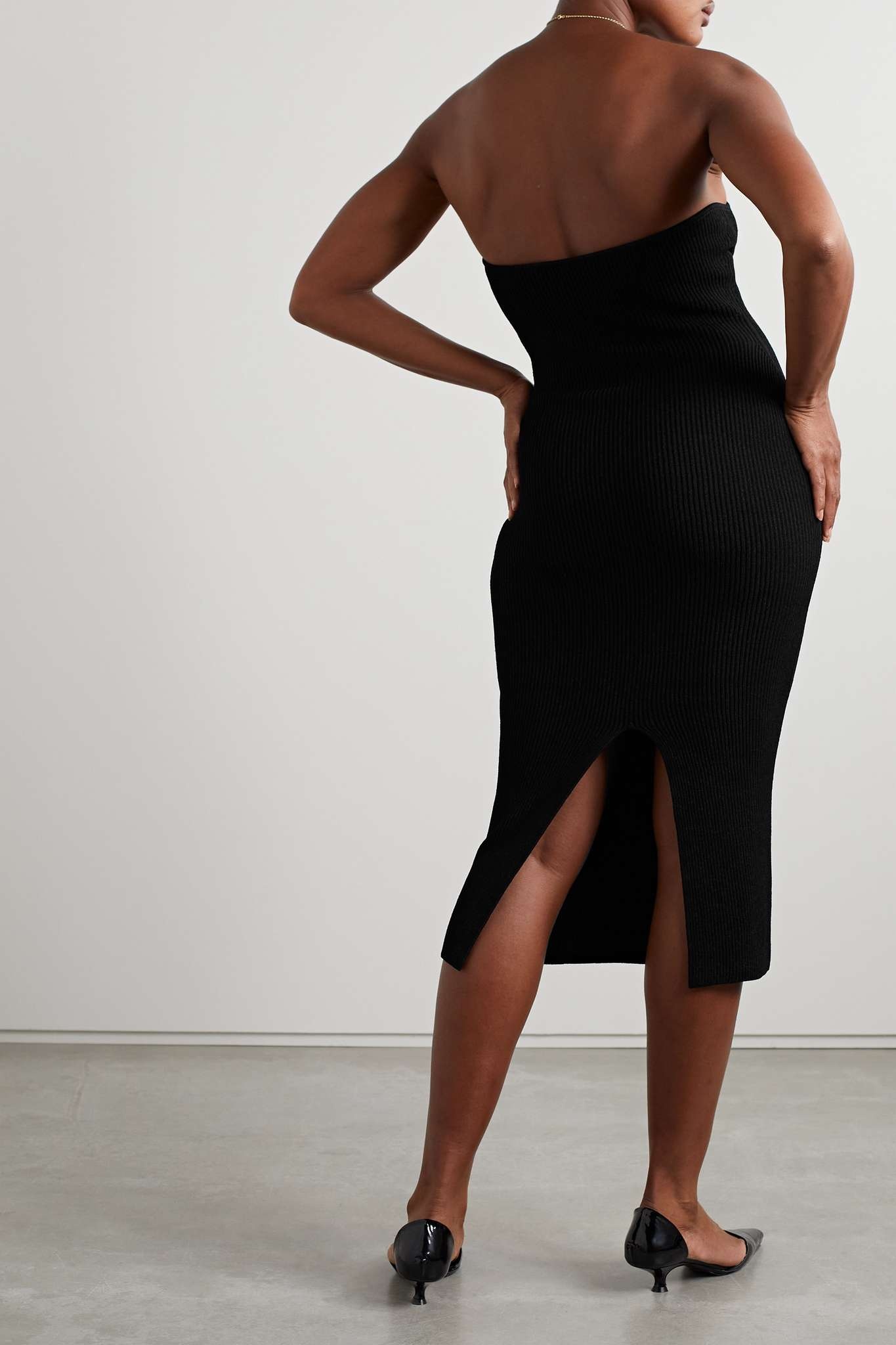 Rumer strapless ribbed-knit midi dress - 4