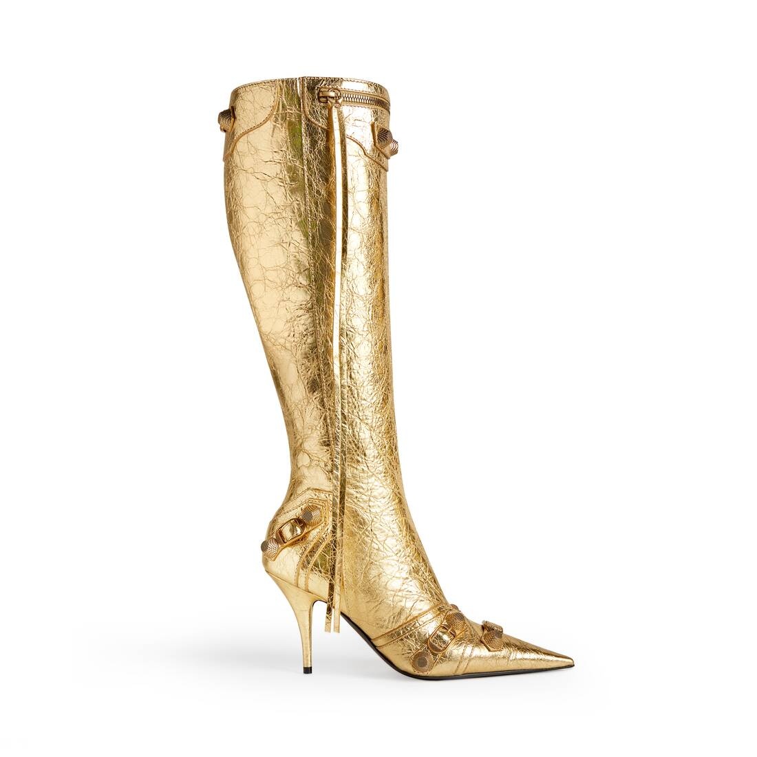 BALENCIAGA Women's Cagole 90mm Boot Metallized in Gold