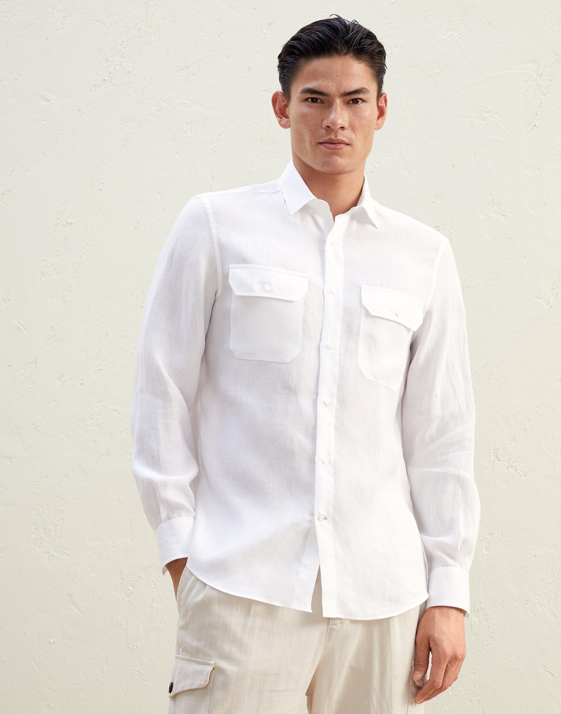 Hemp easy fit shirt with chest pockets 1