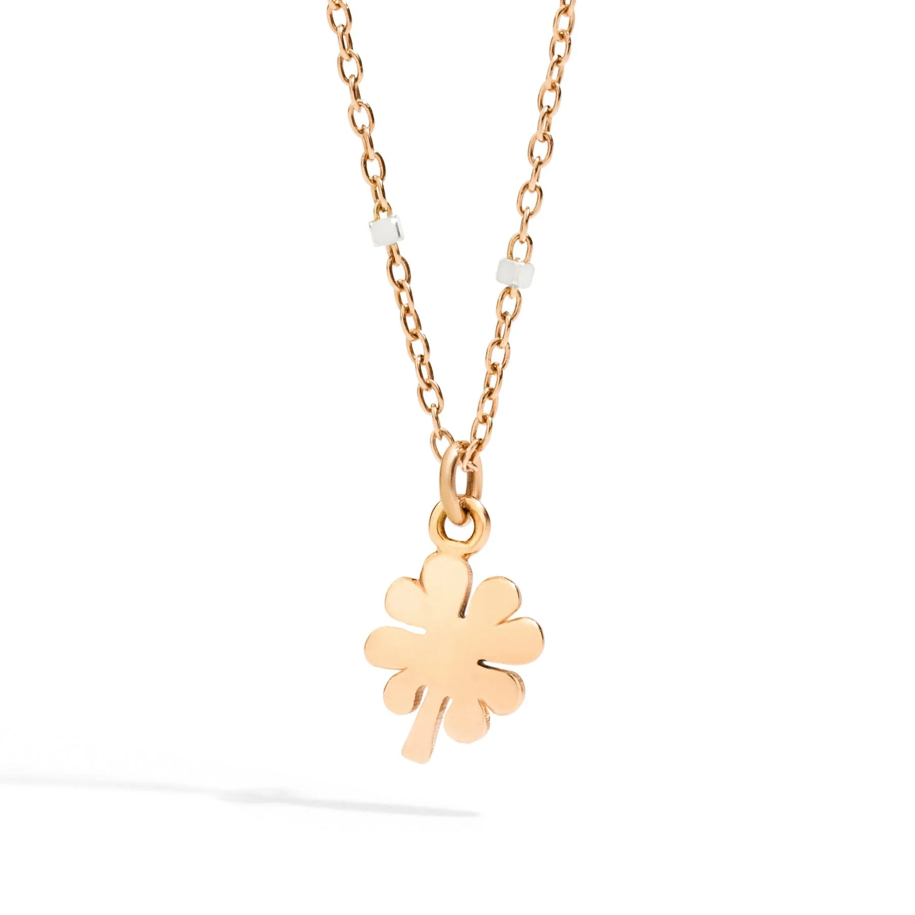 ROSE GOLD MINI FOUR LEAF CLOVER NECKLACE - 1
