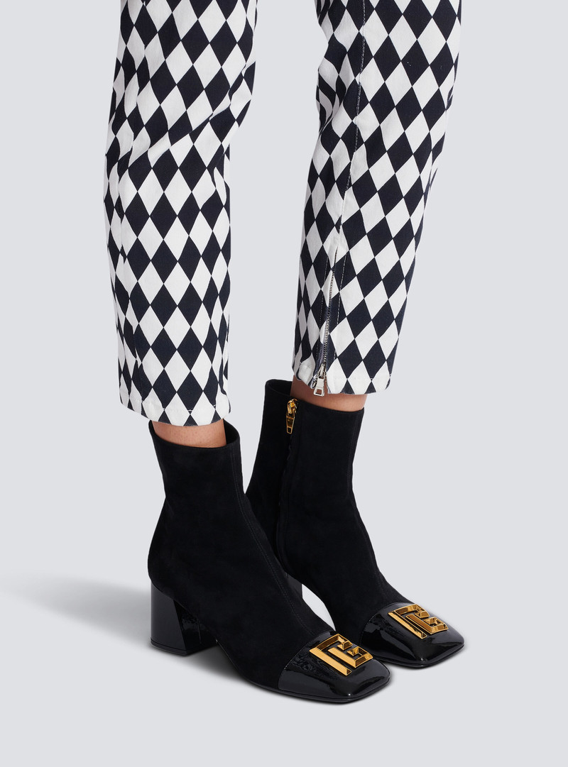 Balmain Suede Edna ankle boots with patent leather toes outlook