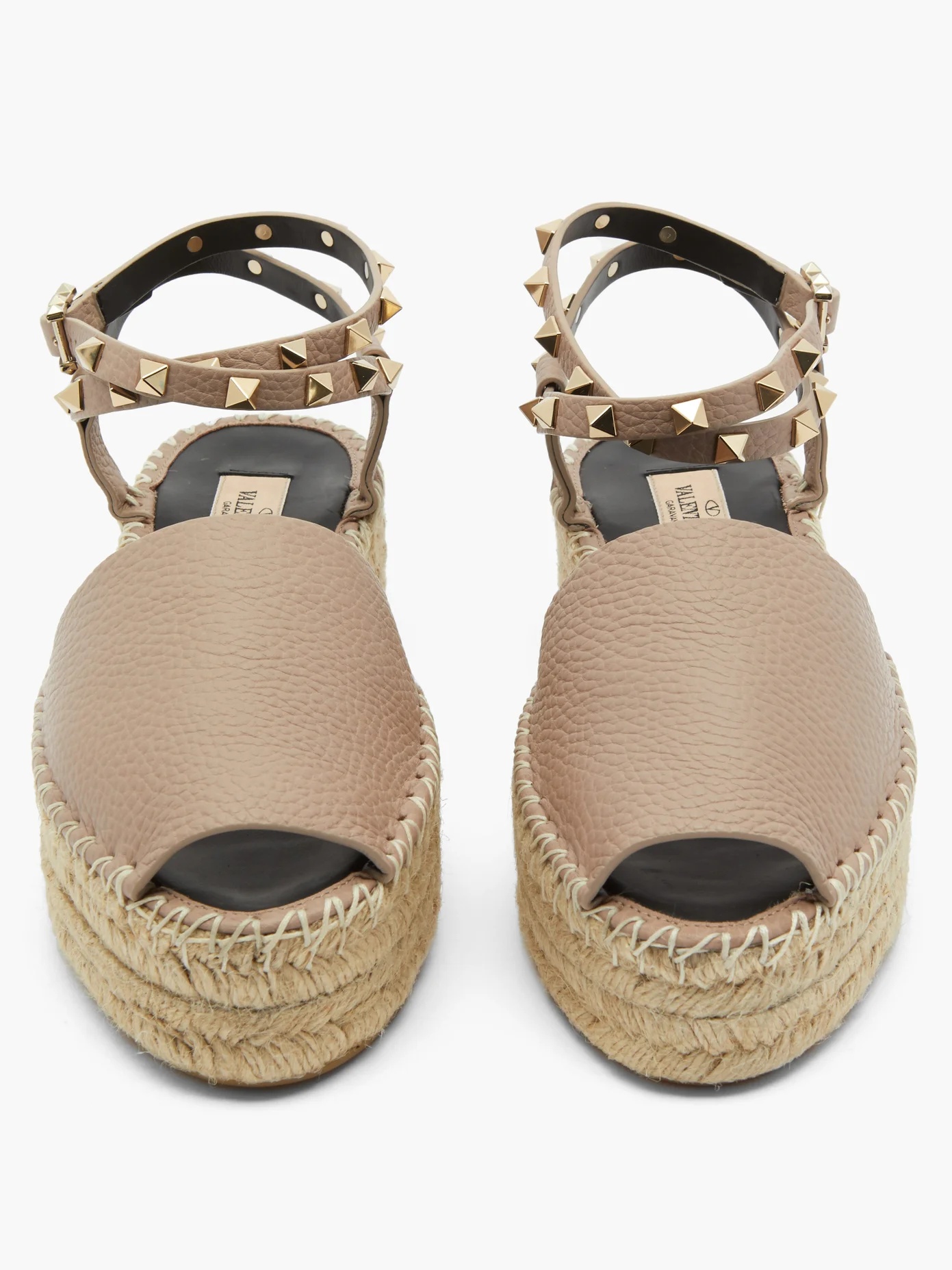 Rockstud leather flatform espadrille sandals - 5